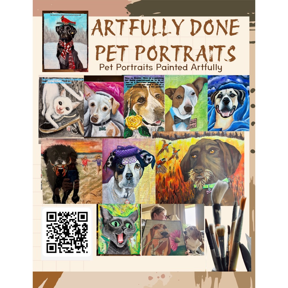Custom Hand Painted Pet Portraits Personalized Dog Cat‎ Art Commission